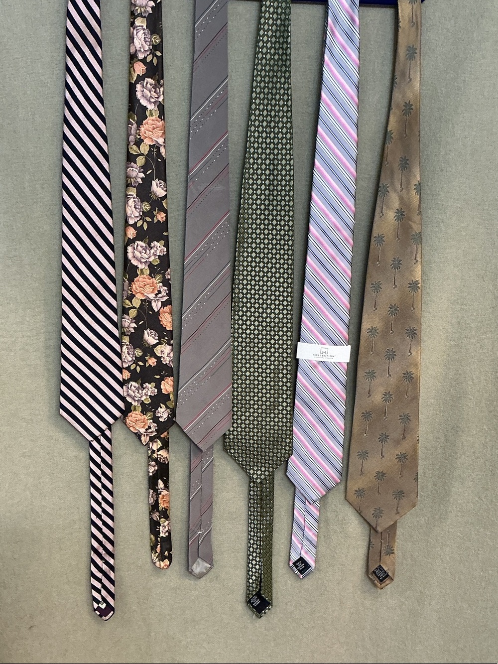 6 JM Collection Men's Tie Set in Pink, Gray, Green, Brown All Silk